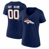 Denver Broncos Women's Team Authentic Personalized Name & Number V-Neck T-Shirt - Navy discount