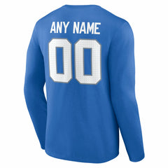 Detroit Lions Team Authentic Personalized Name & Number Long Sleeve T-Shirt - Blue for sale