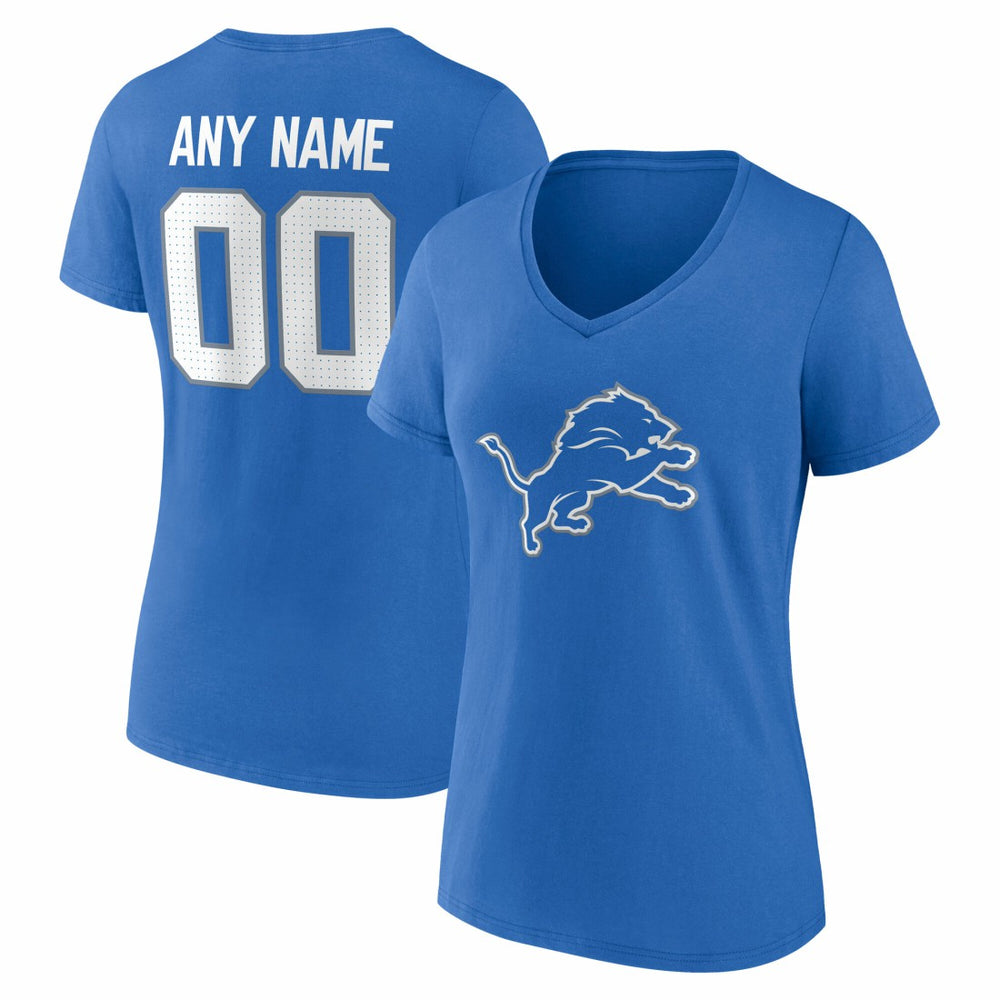 Detroit Lions Women's Team Authentic Personalized Name & Number V-Neck T-Shirt - Blue cheap