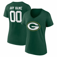 Green Bay Packers Women's Team Authentic Personalized Name & Number V-Neck T-Shirt - Green on sale