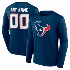 Houston Texans Team Authentic Personalized Name & Number Long Sleeve T-Shirt - Navy outlet