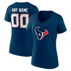 Houston Texans Women's Team Authentic Personalized Name & Number V-Neck T-Shirt - Navy sale