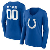 Indianapolis Colts Women's Team Authentic Personalized Name & Number Long Sleeve V-Neck T-Shirt - Royal outlet