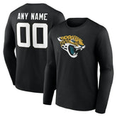 Jacksonville Jaguars Team Authentic Personalized Name & Number Long Sleeve T-Shirt - Black for sale