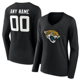 Jacksonville Jaguars Women's Team Authentic Personalized Name & Number Long Sleeve V-Neck T-Shirt - Black outlet