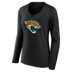 Jacksonville Jaguars Women's Team Authentic Personalized Name & Number Long Sleeve V-Neck T-Shirt - Black outlet
