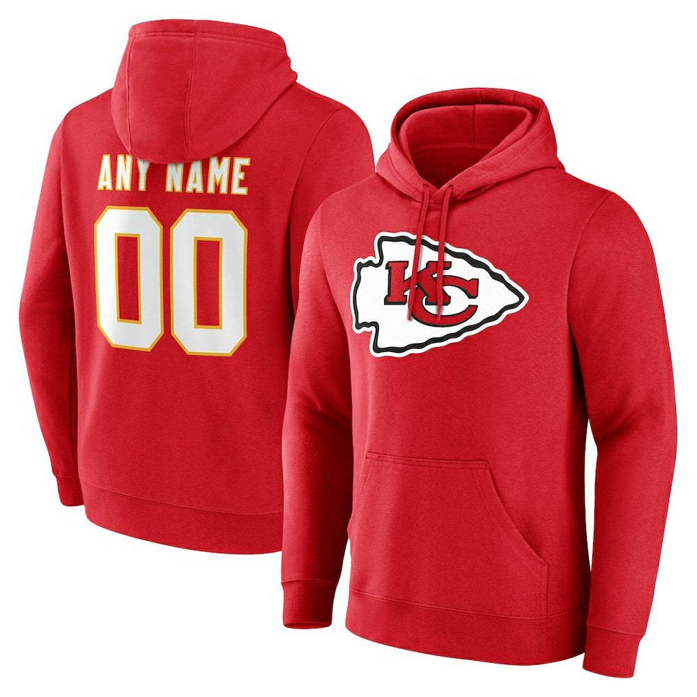 Kansas City Chiefs Team Authentic Personalized Name & Number Hoodie - Red discount