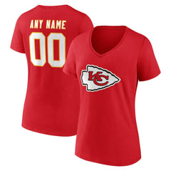 Kansas City Chiefs Women's Team Authentic Personalized Name & Number V-Neck T-Shirt - Red on sale
