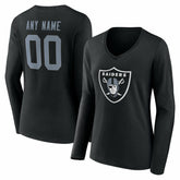 Las Vegas Raiders Women's Team Authentic Personalized Name & Number Long Sleeve V-Neck T-Shirt - Black online