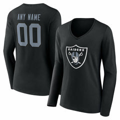 Las Vegas Raiders Women's Team Authentic Personalized Name & Number Long Sleeve V-Neck T-Shirt - Black online