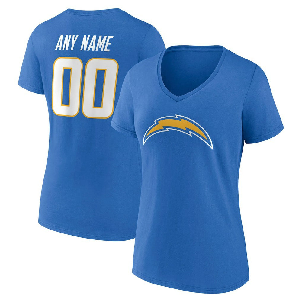 Los Angeles Chargers Women's Team Authentic Personalized Name & Number V-Neck T-Shirt - Powder Blue for sale