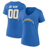 Los Angeles Chargers Women's Team Authentic Personalized Name & Number V-Neck T-Shirt - Powder Blue for sale