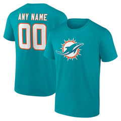 Miami Dolphins Team Authentic Personalized Name & Number T-Shirt - Aqua on sale