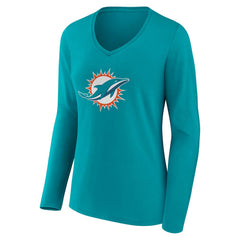 Miami Dolphins Women's Team Authentic Personalized Name & Number Long Sleeve V-Neck T-Shirt - Aqua online