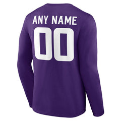 Minnesota Vikings Team Authentic Personalized Name & Number Long Sleeve T-Shirt - Purple cheap