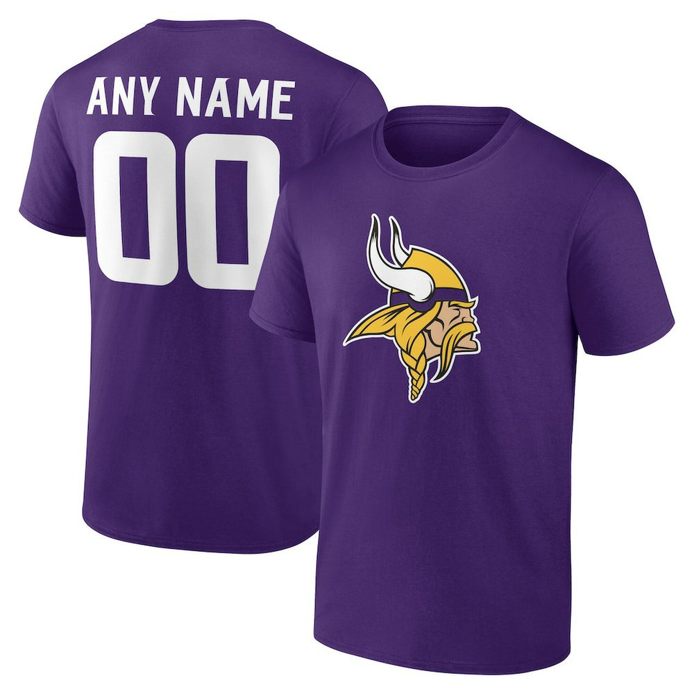 Minnesota Vikings Team Authentic Personalized Name & Number T-Shirt - Purple on sale