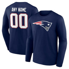 New England Patriots Team Authentic Personalized Name & Number Long Sleeve T-Shirt - Navy sale