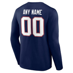 New England Patriots Team Authentic Personalized Name & Number Long Sleeve T-Shirt - Navy sale