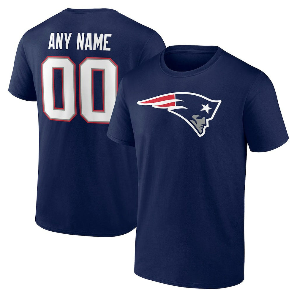 New England Patriots Team Authentic Personalized Name & Number T-Shirt - Navy on sale