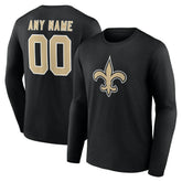 New Orleans Saints Team Authentic Personalized Name & Number Long Sleeve T-Shirt - Black sale