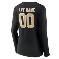 New Orleans Saints Women's Team Authentic Personalized Name & Number Long Sleeve V-Neck T-Shirt - Black discount
