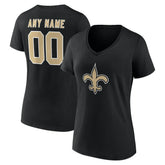 New Orleans Saints Women's Team Authentic Personalized Name & Number V-Neck T-Shirt - Black sale