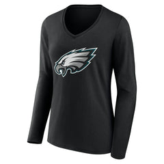 Philadelphia Eagles Women's Team Authentic Personalized Name & Number Long Sleeve V-Neck T-Shirt - Black discount