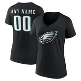 Philadelphia Eagles Women's Team Authentic Personalized Name & Number V-Neck T-Shirt - Black sale