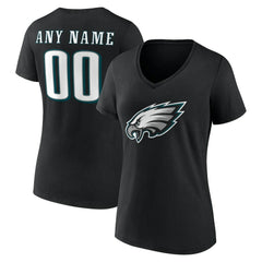 Philadelphia Eagles Women's Team Authentic Personalized Name & Number V-Neck T-Shirt - Black sale