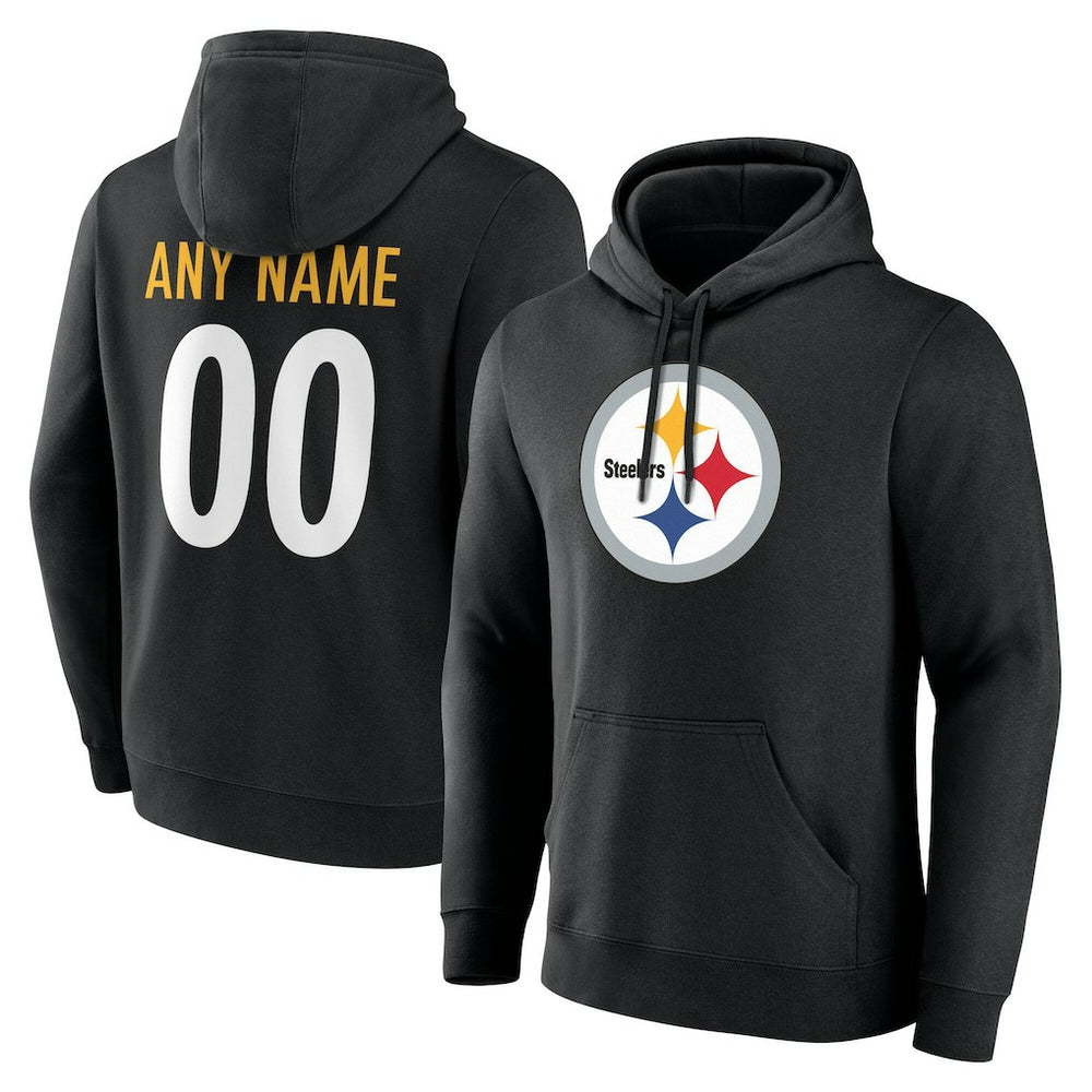Pittsburgh Steelers Team Authentic Personalized Name & Number Hoodie - Black outlet
