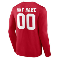 San Francisco 49ers Team Authentic Personalized Name & Number Long Sleeve T-Shirt - Scarlet cheap