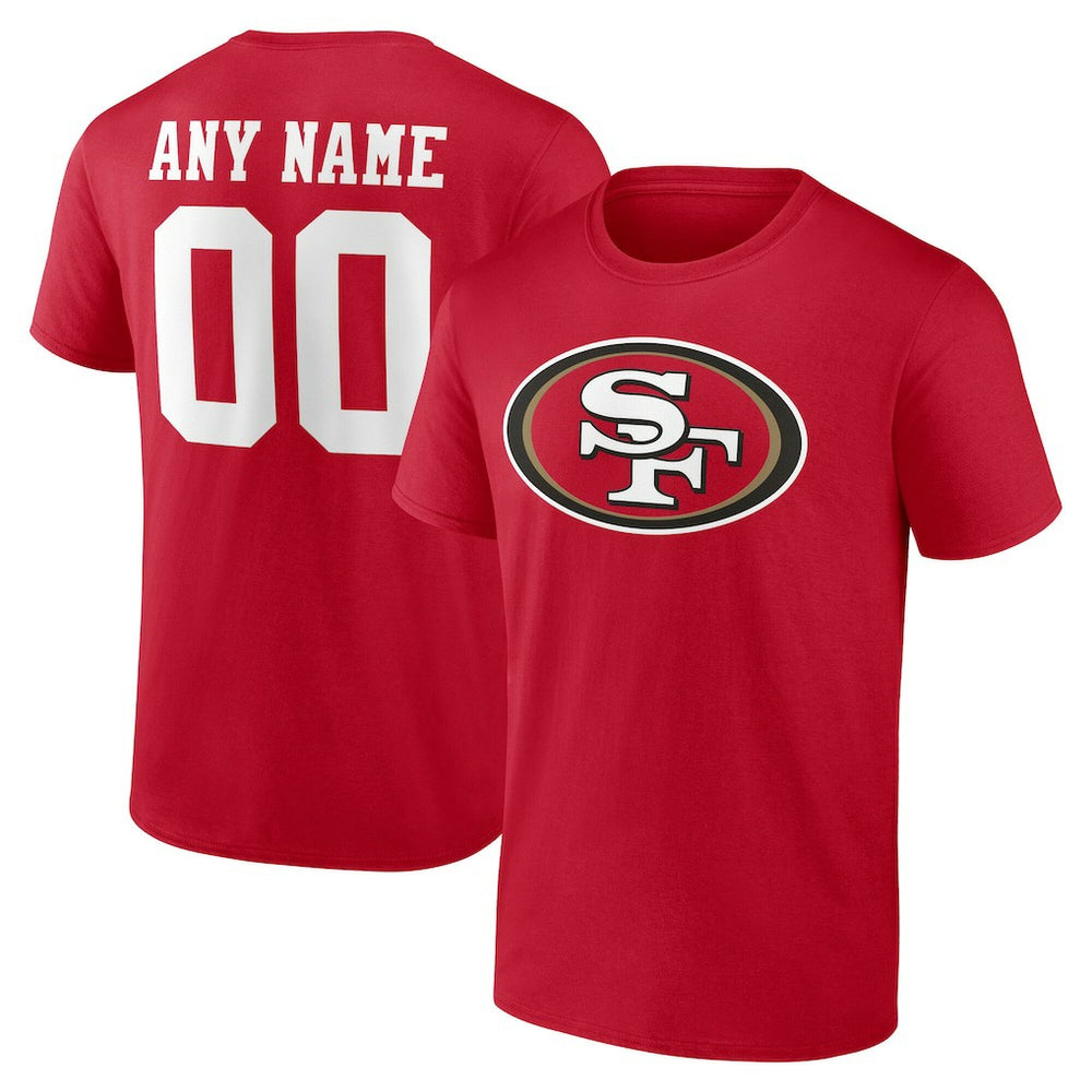 San Francisco 49ers Team Authentic Personalized Name & Number T-Shirt - Scarlet on sale