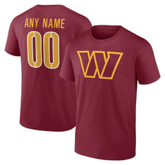 Washington Commanders Team Authentic Personalized Name & Number T-Shirt - Burgundy on sale