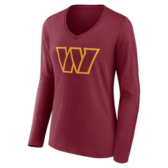Washington Commanders Women's Team Authentic Personalized Name & Number Long Sleeve V-Neck T-Shirt - Burgundy outlet