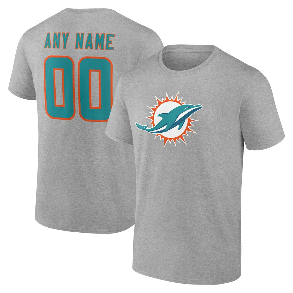 Miami Dolphins Big & Tall Team Authentic Custom T-Shirt - Gray outlet
