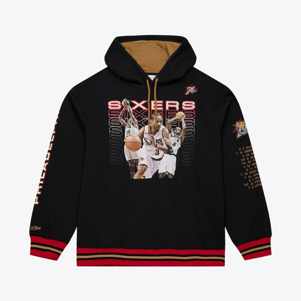 Philadelphia 76ers Hardwood Classics Originals Collection 2000-2001 Team Roster Fleece Hoodie - Black for sale