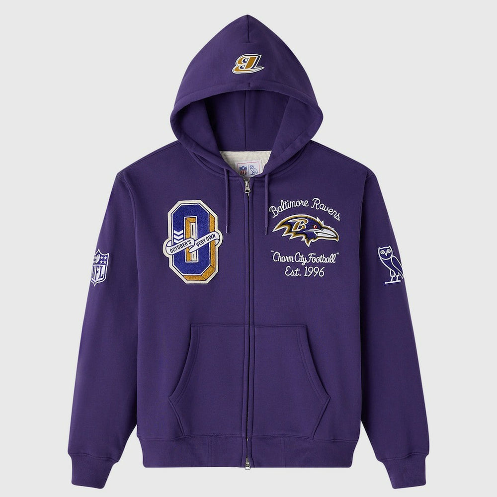 Baltimore Ravens OVO x NFL Unisex Full-Zip Waffle-Lined Hoodie - Purple outlet