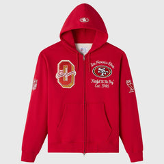 San Francisco 49ers OVO x NFL Unisex Full-Zip Waffle-Lined Hoodie - Scarlet discount