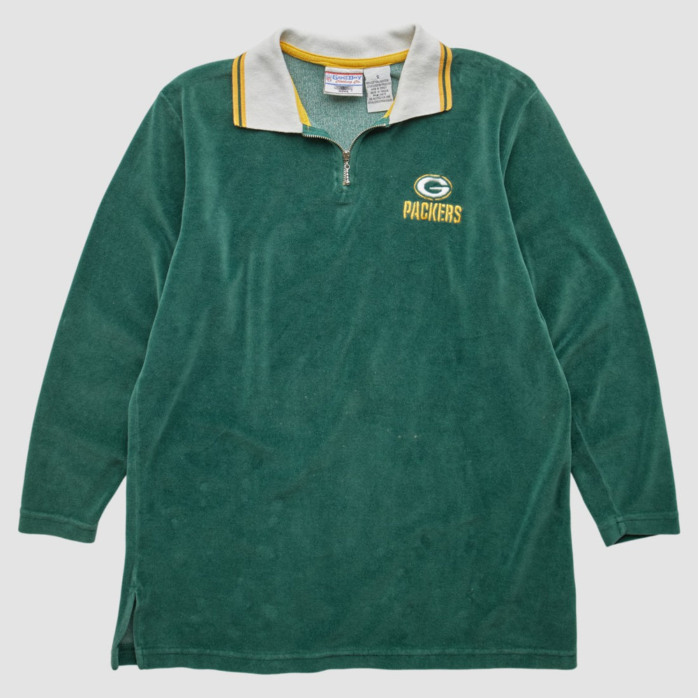 Green Bay Packers Game Day Clothing 90s 1/4 Zip Sweatshirt - Green Vintage discount