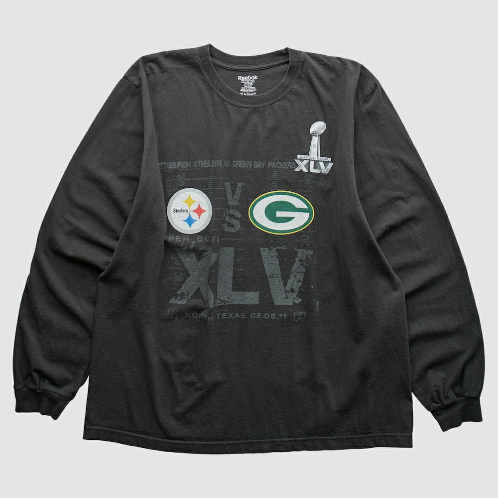 Superbowl XLV Reebok 2011 Long Sleeve T-shirt - Black Vintage discount