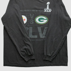 Superbowl XLV Reebok 2011 Long Sleeve T-shirt - Black Vintage discount