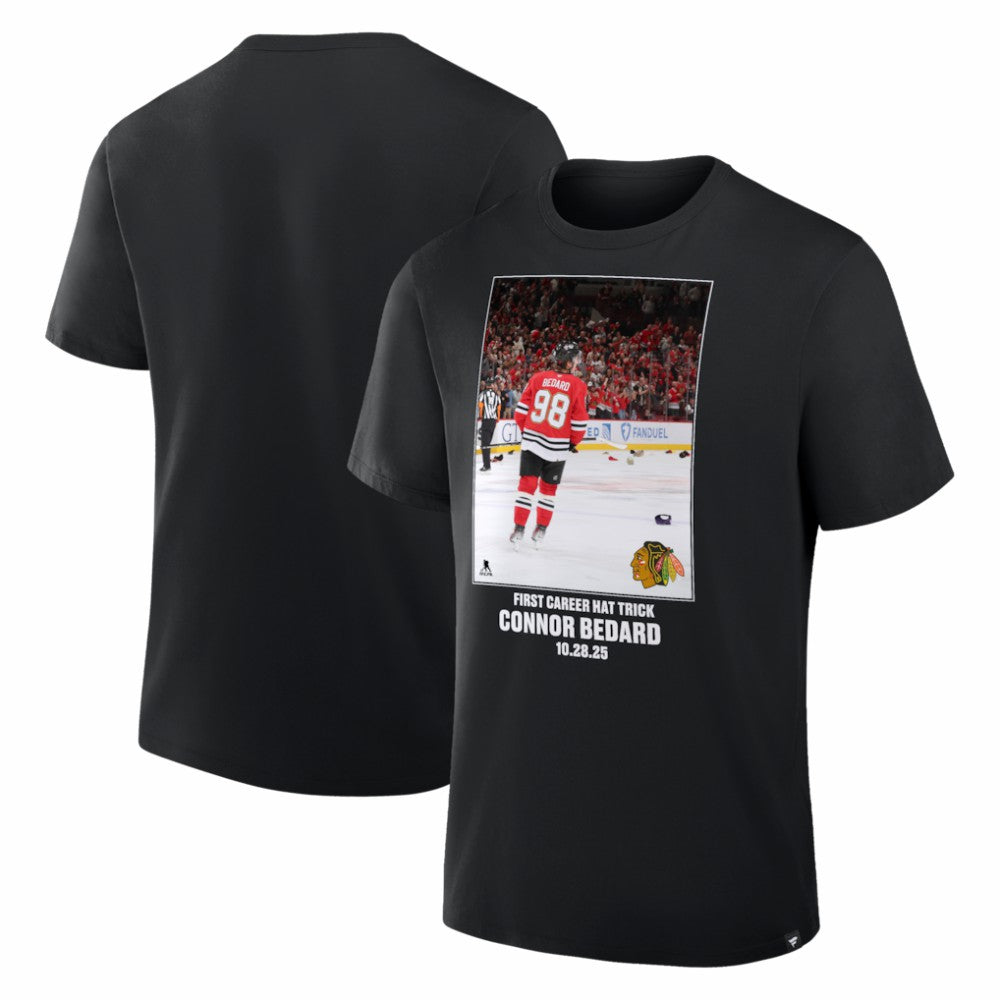 Connor Bedard Chicago Blackhawks Legacy Milestone T-Shirt - Black T-shirts