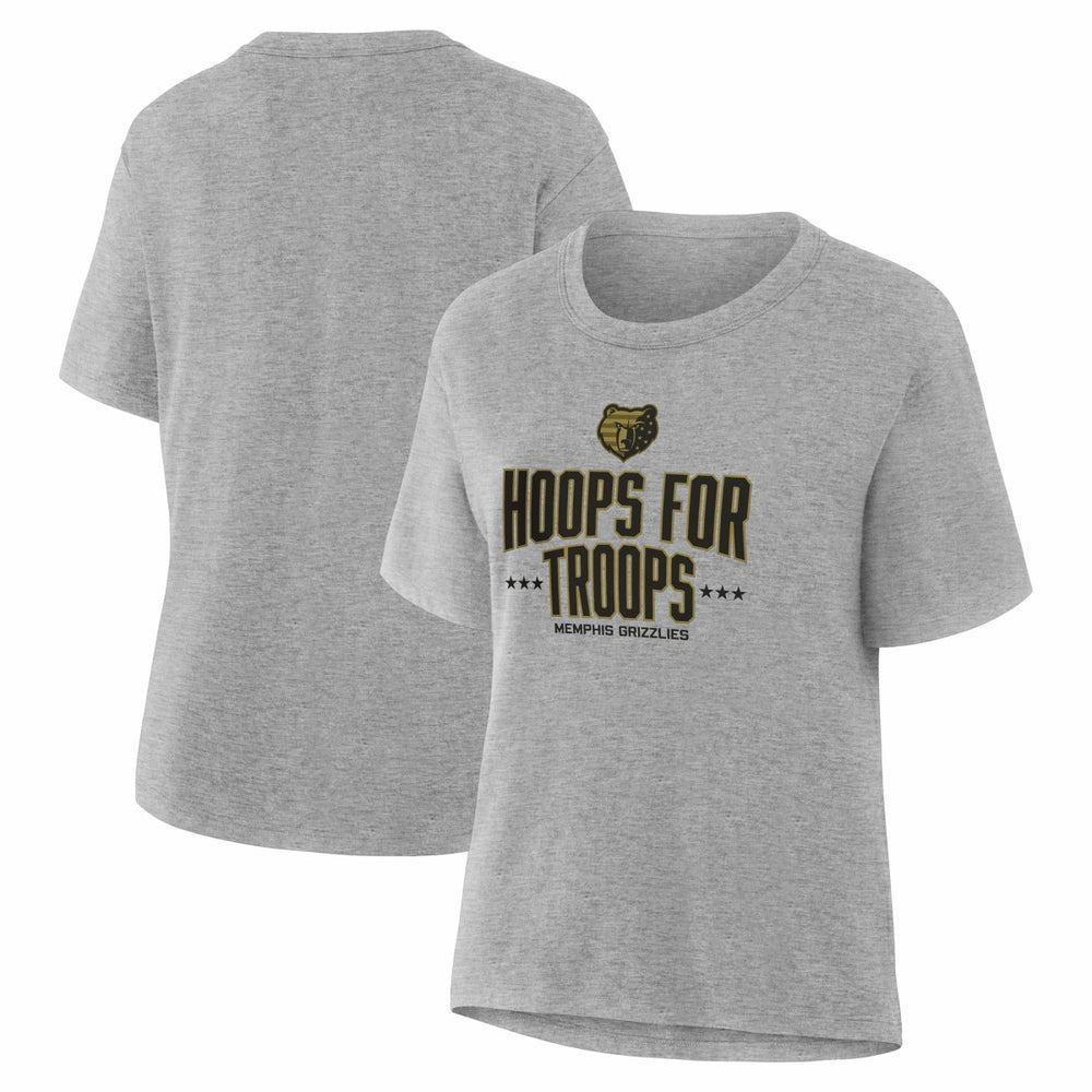 Memphis Grizzlies Women's Hoops For Troops T-Shirt - Gray for sale
