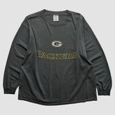 Green Bay Packers Logo Athletic 2000s Long Sleeve T-shirt - Charcoal Vintage cheap