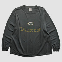 Green Bay Packers Logo Athletic 2000s Long Sleeve T-shirt - Charcoal Vintage cheap