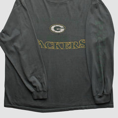 Green Bay Packers Logo Athletic 2000s Long Sleeve T-shirt - Charcoal Vintage cheap