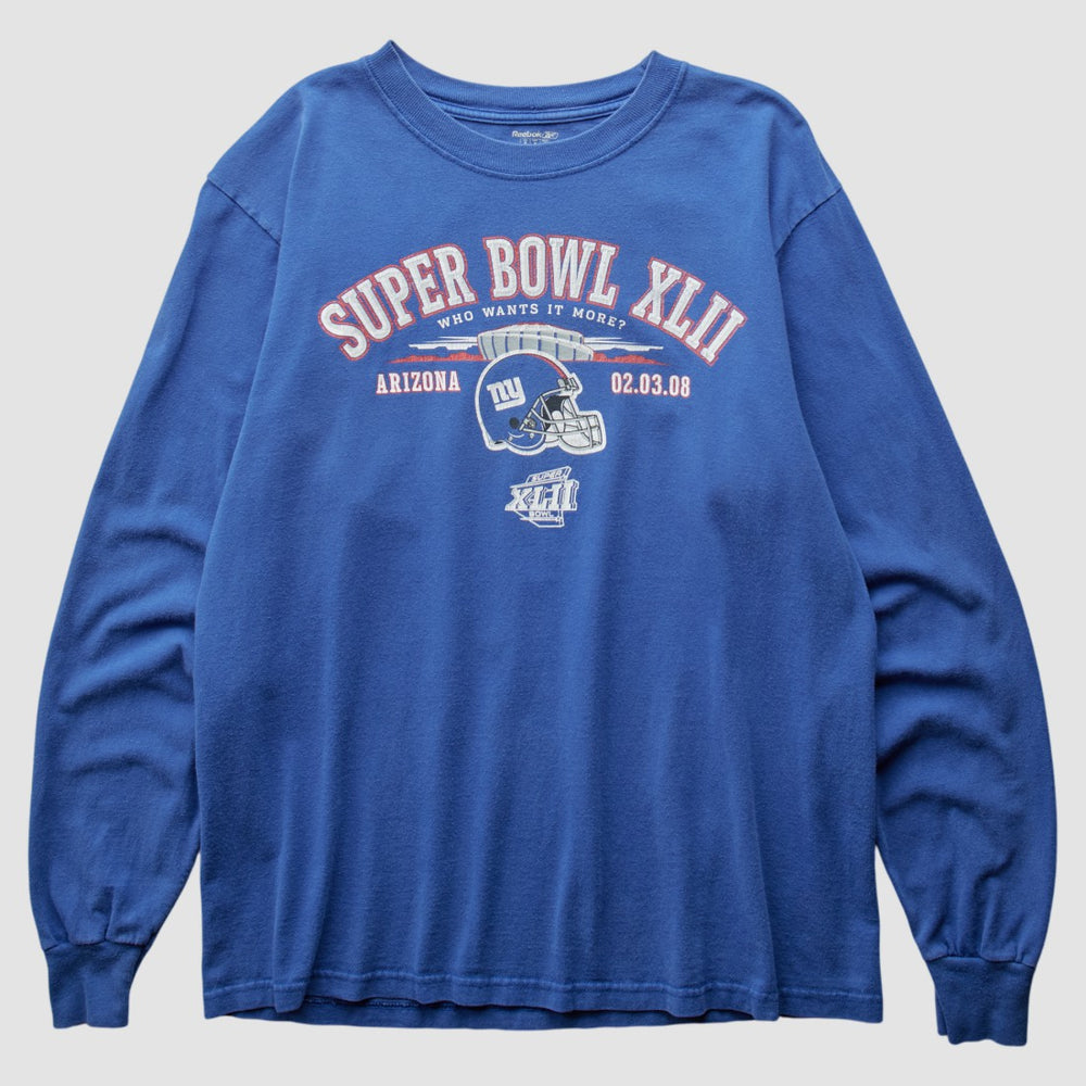 New York Giants Reebok 2008 Long Sleeve T-shirt - Blue Vintage outlet