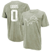 Jahmyr Gibbs Detroit Lions Majestic Threads Mineral Wash Name & Number T-Shirt - Moss Green sale