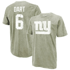 Jaxson Dart New York Giants Majestic Threads Mineral Wash Name & Number T-Shirt - Moss Green outlet