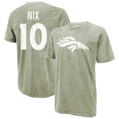 Bo Nix Denver Broncos Majestic Threads Mineral Wash Name & Number T-Shirt - Moss Green online